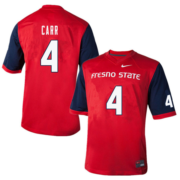 Men #4 Derek Carr Fresno State Bulldogs College Football Jerseys Sale-Red